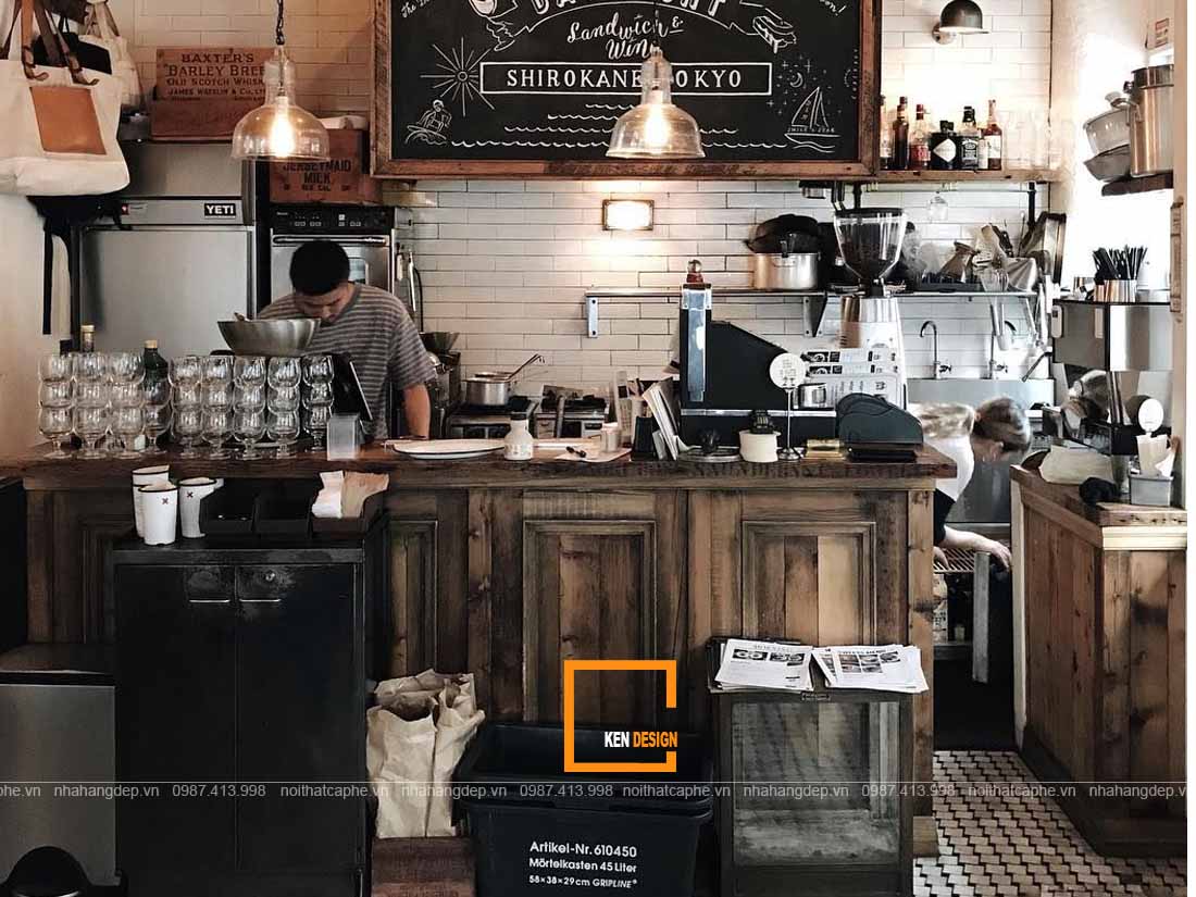 thiết kế quán cafe phong cách rustic 